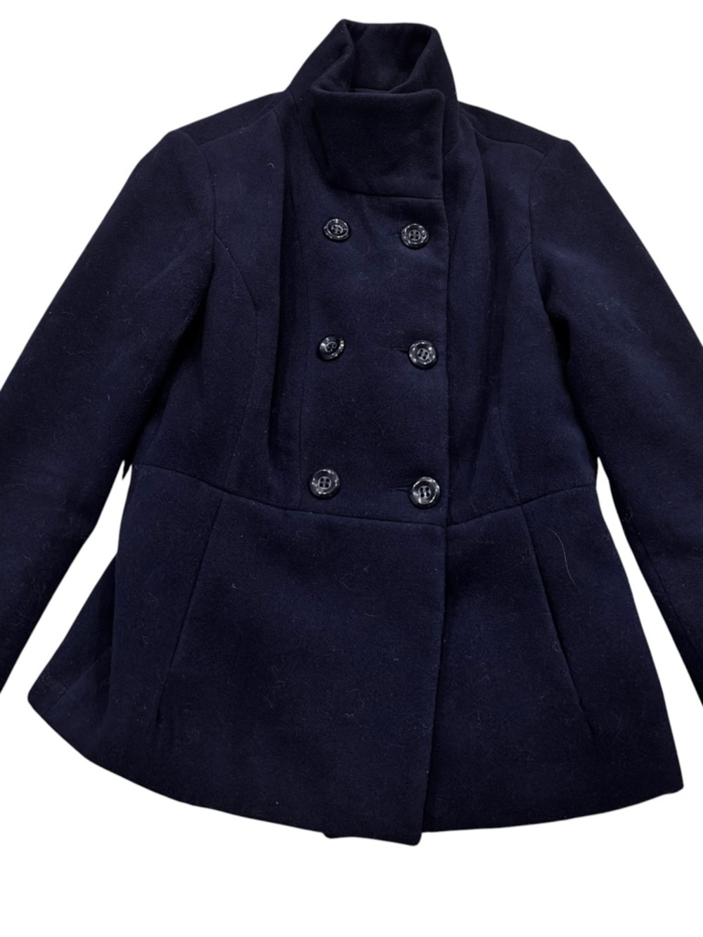 Forever 21 Navy Peacoat Jacket Small Double Breasted Wool Blend